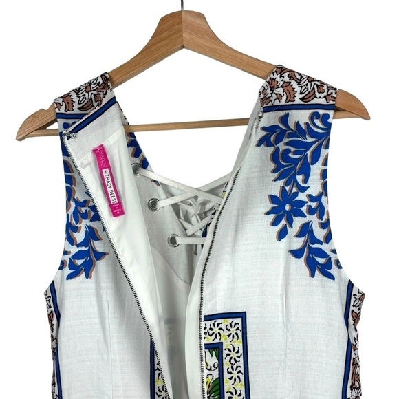 ANTHROPOLOGIE PLENTY BY TRACY REESE RKNL17 LACE UP V-NECK FLORAL SHEATH DRESS - Picture 9 of 15